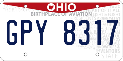 OH license plate GPY8317
