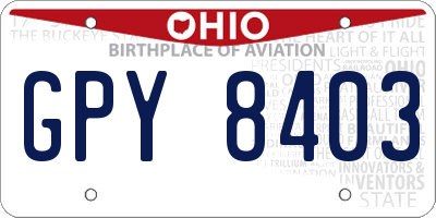 OH license plate GPY8403