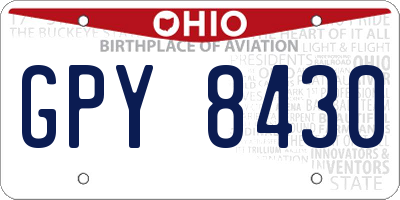 OH license plate GPY8430