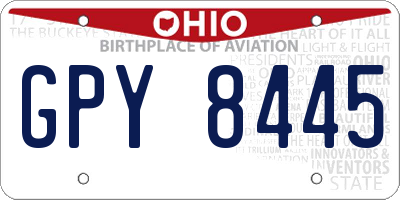 OH license plate GPY8445