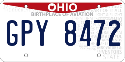 OH license plate GPY8472
