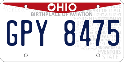 OH license plate GPY8475