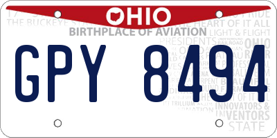 OH license plate GPY8494