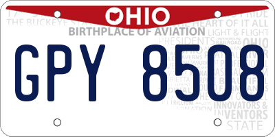 OH license plate GPY8508