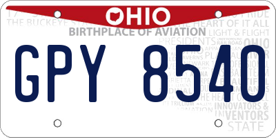 OH license plate GPY8540