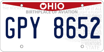 OH license plate GPY8652