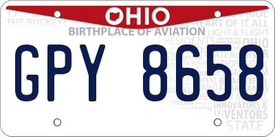 OH license plate GPY8658