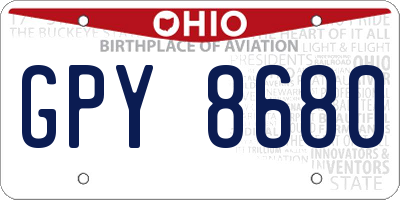OH license plate GPY8680