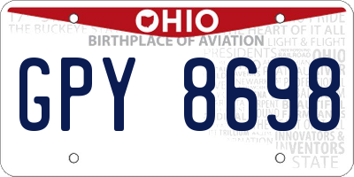OH license plate GPY8698