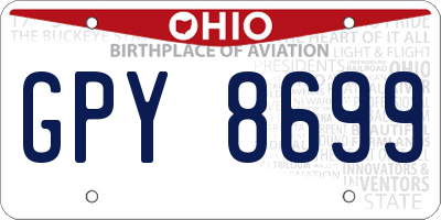 OH license plate GPY8699