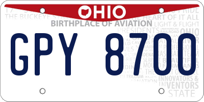 OH license plate GPY8700