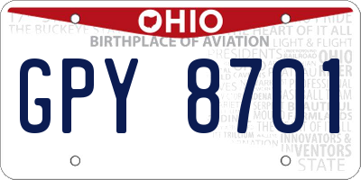 OH license plate GPY8701