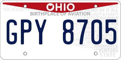 OH license plate GPY8705