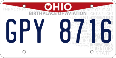 OH license plate GPY8716