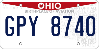 OH license plate GPY8740