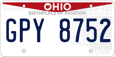 OH license plate GPY8752
