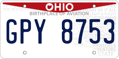 OH license plate GPY8753
