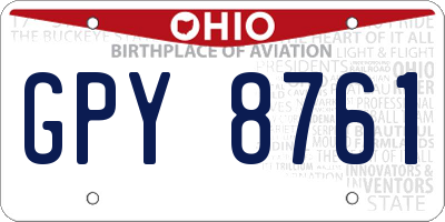 OH license plate GPY8761