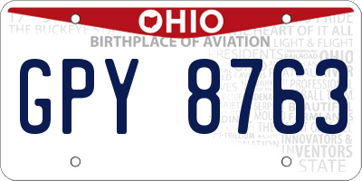 OH license plate GPY8763