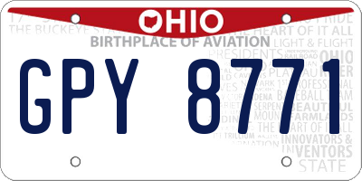 OH license plate GPY8771