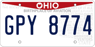 OH license plate GPY8774