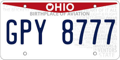 OH license plate GPY8777