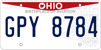 OH license plate GPY8784