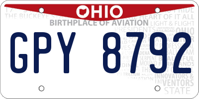 OH license plate GPY8792