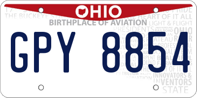 OH license plate GPY8854