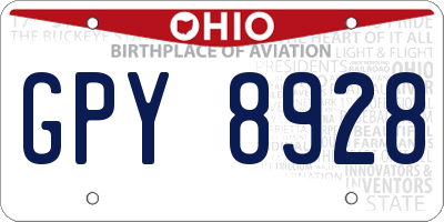 OH license plate GPY8928