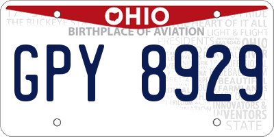 OH license plate GPY8929