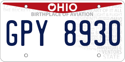 OH license plate GPY8930