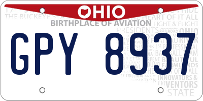 OH license plate GPY8937