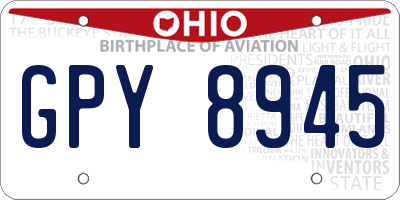 OH license plate GPY8945
