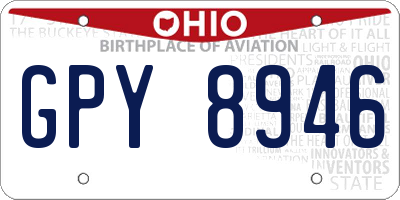 OH license plate GPY8946