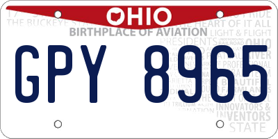 OH license plate GPY8965