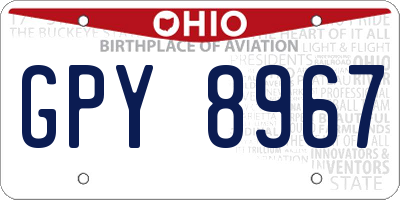 OH license plate GPY8967
