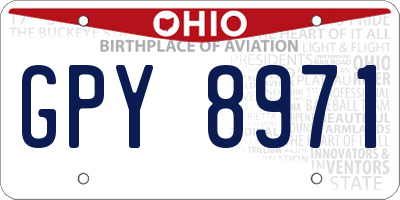 OH license plate GPY8971