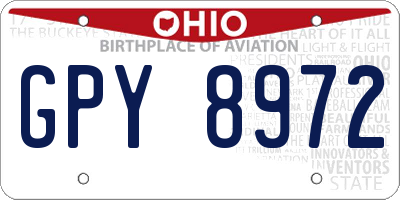 OH license plate GPY8972