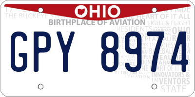 OH license plate GPY8974