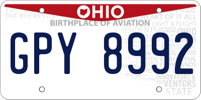 OH license plate GPY8992