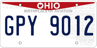 OH license plate GPY9012