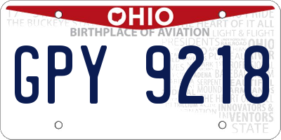 OH license plate GPY9218