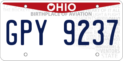 OH license plate GPY9237