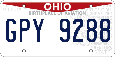 OH license plate GPY9288