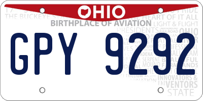 OH license plate GPY9292
