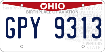 OH license plate GPY9313