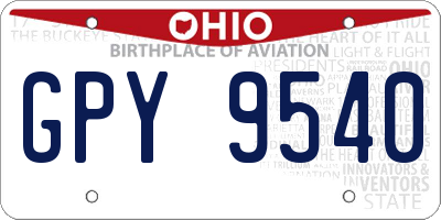 OH license plate GPY9540