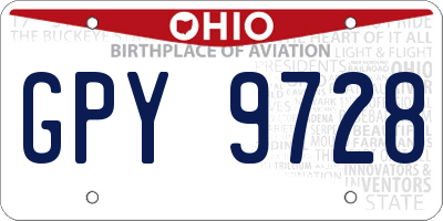 OH license plate GPY9728