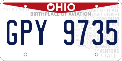OH license plate GPY9735